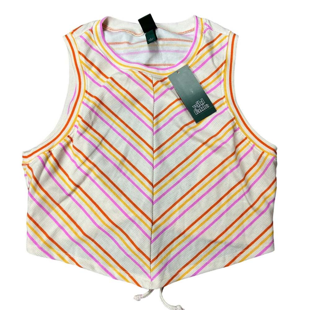 Wild Fable Women's Orange Striped Open Back Tiny Tank Top - Size Medium - NWT